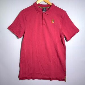 Vintage Nike Challenge Court Polo Shirt Mens Size Medium Pique Knit Patch Red